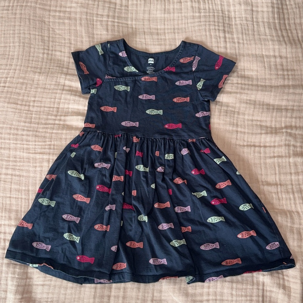 Tea Collections Short Sleeve Wrap Neck Dress